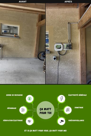 Installation d'une borne de recharge 7kw de la marque Rheidon